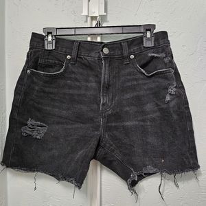 Black denim shorts